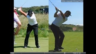 Jon Rahm golf swing  Long Iron faceon amp downtheline July 2017 [upl. by Ahsyak]