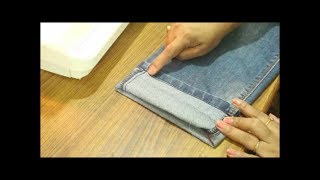 Hem Your Jeans Without Cutting Original Hem  Easiest DIY [upl. by Cleavland]