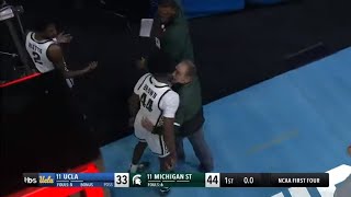 Michigan State Coach Tom Izzo and Gabe Brown HEATED Moment  2021 College Basketball [upl. by Lorolla113]