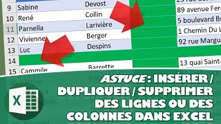 COMMENT INSÉRER  DUPLIQUER  SUPPRIMER DES LIGNES ET DES COLONNES DANS EXCEL [upl. by Ortrude]