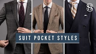 Suit Jacket Pocket Styles  Patch Flap Jetted Pockets [upl. by Norvol]