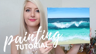 PAINTING TUTORIAL Acrylic Ocean for Beginners  Katie Jobling Art [upl. by Sadirah]