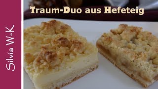 Puddingkuchen  Apfelmuskuchen  mit Streusel  Traumduo aus Hefeteig [upl. by Goodill630]