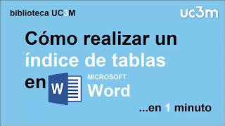 Cómo hacer un índice automático de tablas en Word [upl. by Dosi]