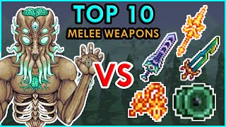 TOP 10 Melee Weapons vs Moon Lord  Terraria 141 Comparison [upl. by Yelbmik4]