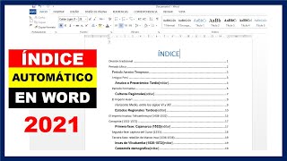 2021 Como hacer un índice automático en Word [upl. by Raine]