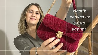 Plastik kanvas ile çanta yapımı • ÇEKİLİŞ • DIY bag tutorial with plastic canvas [upl. by Lisha328]