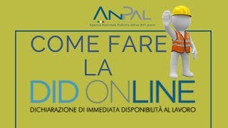 DID online ANPAL come fare la Dichiarazione di immediata disponibilità al lavoro [upl. by Ivad]