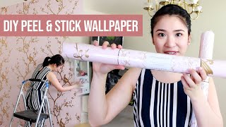 DIY Peel and Stick Wallpaper Accent Wall Installation [upl. by Eninaj339]