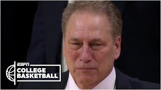 Tom Izzo emotional saying goodbye to players on Michigan State senior night  College Basketball [upl. by Assyral774]