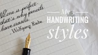 My 5 handwriting styles  Handwriting practice  Cursive writing  Print font [upl. by Niletak]