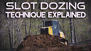 SLOT DOZING TECHNIQUES  Explained Slot Dozing Stripping Topsoil  Cat D5K Bulldozer  In Cab [upl. by Ymmij]