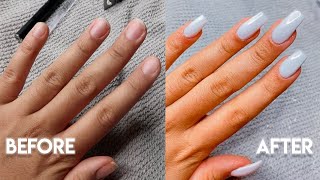 SUPER EASY POLY GEL NAIL SET WITH TIPS  DIY QUARANTINE LIFE [upl. by Pierpont277]