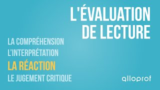 Lévaluation de lecture  la réaction  Français  Alloprof [upl. by Adaran745]