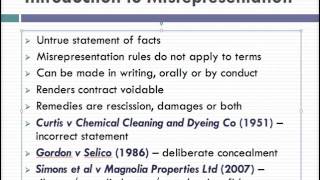 Misrepresentation Lecture 1 of 4 [upl. by Ji]