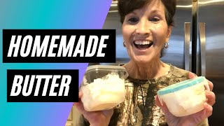 How to make HOMEMADE BUTTER  NO CHURN  Bonus homemade BUTTERMILK [upl. by Quinton]