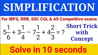 Simplification Tricks  Fraction Based simplificationSimplification tricks for all competitive exam [upl. by Allertse]