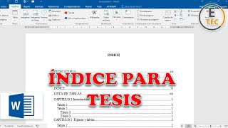 ÍNDICE PARA TESIS EN WORD 2019 [upl. by Enisamoht]