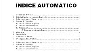 Índice automático en word [upl. by Naitsirhc]